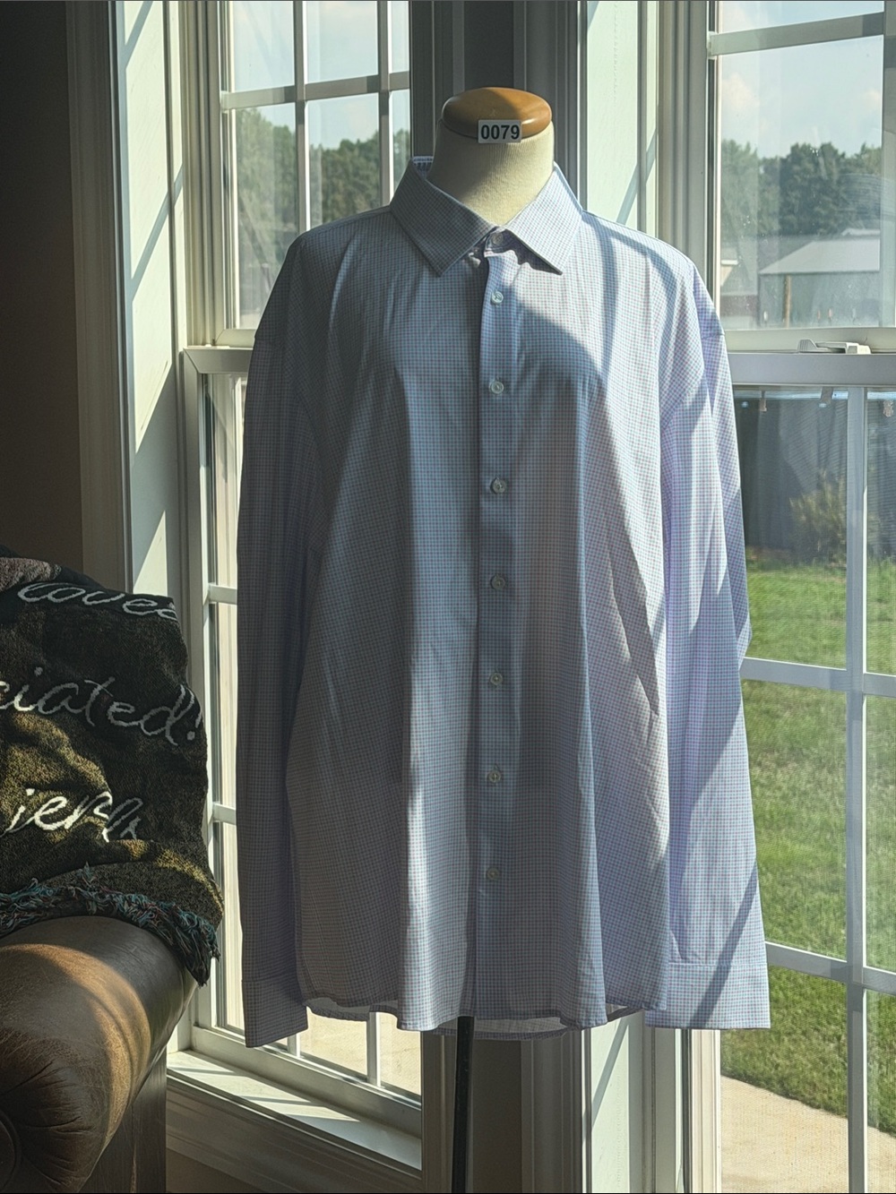 Collars and Co Light Blue and Purple Check Dress Shirt - Classic Point Collar